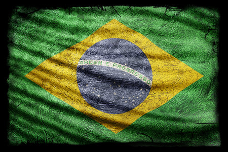 Brazil Flag, Grunge Texture Backgroundの写真素材