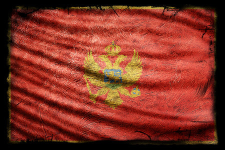 Montenegro Flag, Grunge Texture Backgroundの写真素材