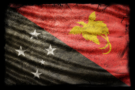Papua New Guinea Flag, Grunge Texture Backgroundの写真素材