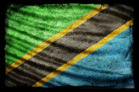 Tanzania Flag, Grunge Texture Backgroundの写真素材