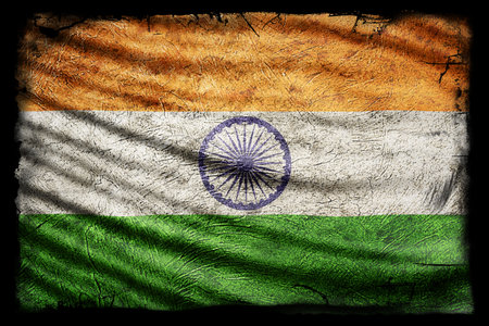India Flag, Grunge Texture Backgroundの写真素材