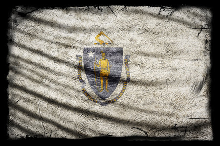 Massachusetts Flag, Grunge Texture Backgroundの写真素材