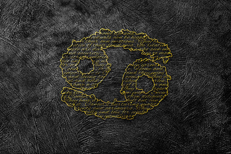 Cancer Zodiac Golden Sign on Black Grunge Background