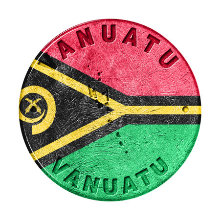 Vanuatu Flag Button with Map, Retro Styleの写真素材