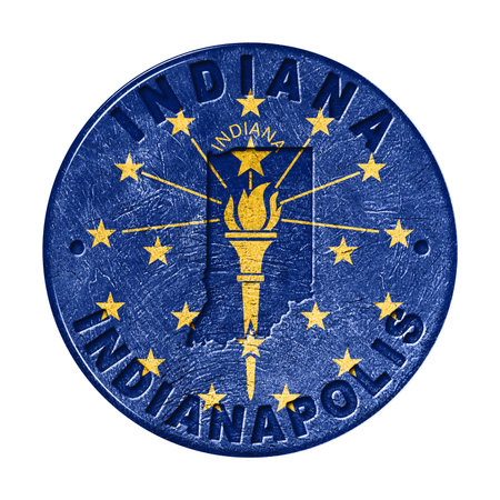 Indiana Flag Button with Map, Retro Styleの写真素材