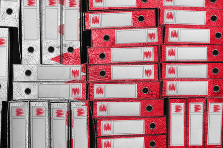Bahrain Flag Colors Folder Stack, Bureaucracy and Government Administration Concep
