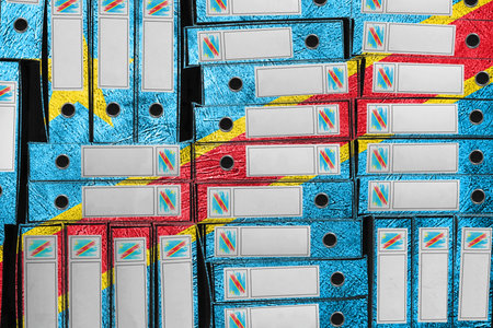 Democratic Republic of Congo Flag Colors Folder Stack, Bureaucracy and Government Administration...