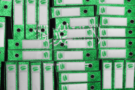 Saudi Arabia Flag Colors Folder Stack, Bureaucracy and Government Administration Concep