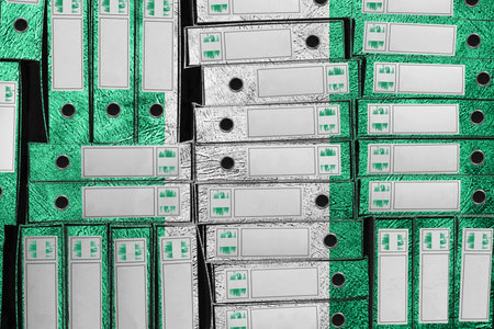 Nigeria Flag Colors Folder Stack, Bureaucracy and Government Administration Concep
