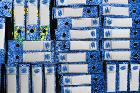 Nevada Flag Colors Folder Stack, Bureaucracy and Government Administration Concep