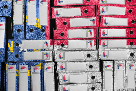 North Carolina Flag Colors Folder Stack, Bureaucracy and Government Administration Concep