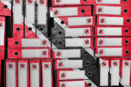 Trinidad and Tobago Flag Colors Folder Stack, Bureaucracy and Government Administration Concep
