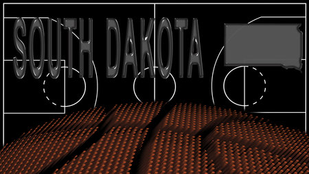 South Dakota on Basketball Court, National Theme Conceptの写真素材