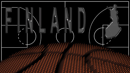 Finland on Basketball Court, National Theme Conceptの写真素材
