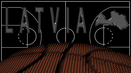 Latvia on Basketball Court, National Theme Conceptの写真素材