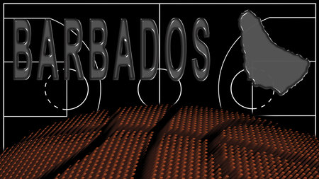 Barbados on Basketball Court, National Theme Conceptの写真素材
