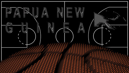 Papua New Guinea on Basketball Court, National Theme Conceptの写真素材