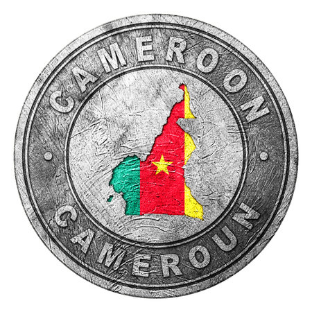 Cameroon Flag Button with Map, Coin Styleの写真素材
