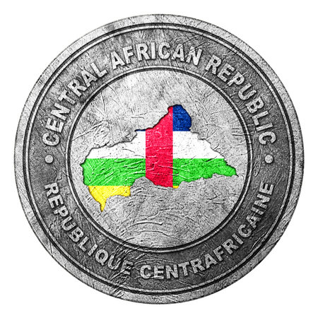 Central African Republic Flag Button with Map, Coin Styleの写真素材
