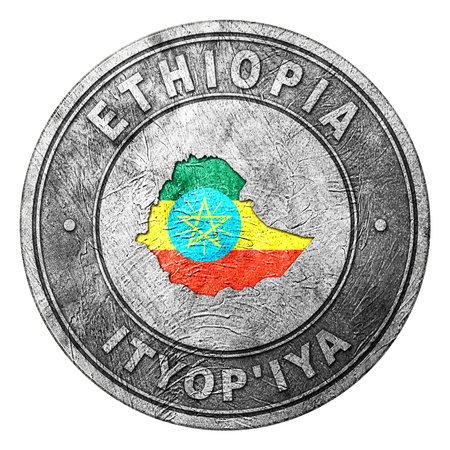 Ethiopia Flag Button with Map, Coin Styleの写真素材