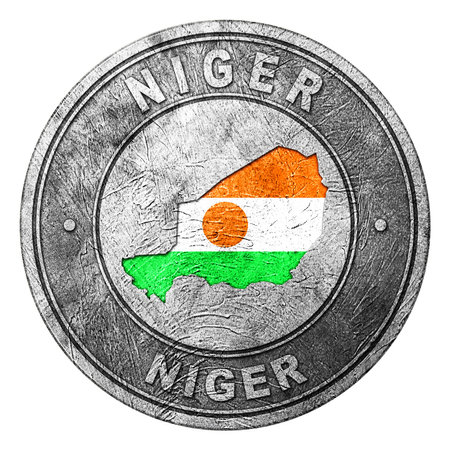 Niger Flag Button with Map, Coin Styleの写真素材