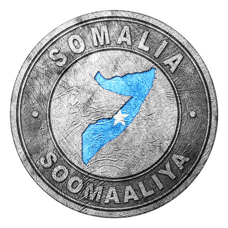 Somalia Flag Button with Map, Coin Styleの写真素材