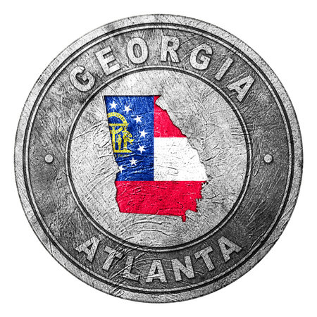 Georgia Flag Button with Map, Coin Styleの写真素材
