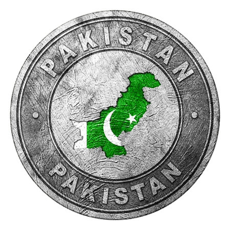 Pakistan Flag Button with Map, Coin Styleの写真素材