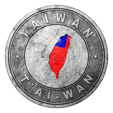 Taiwan Flag Button with Map, Coin Styleの写真素材