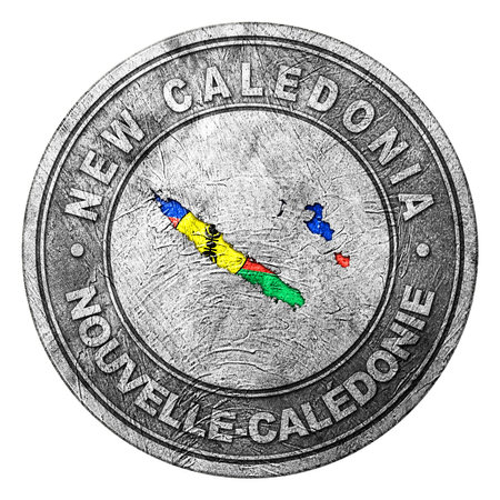 New Caledonia Flag Button with Map, Coin Styleの写真素材