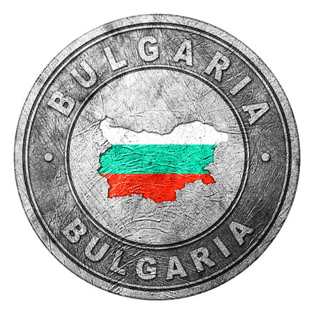Bulgaria Flag Button with Map, Coin Styleの写真素材