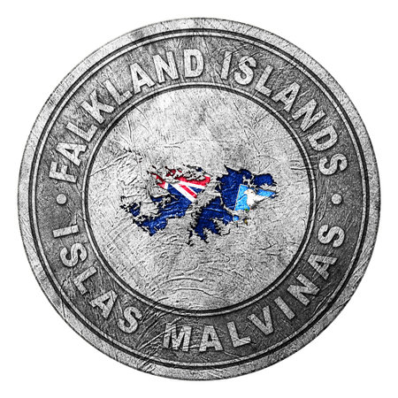 Falkland Islands Flag Button with Map, Coin Styleの写真素材