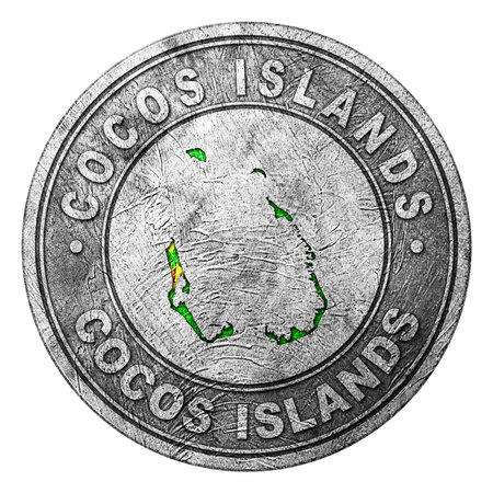 Cocos Islands Flag Button with Map, Coin Styleの写真素材