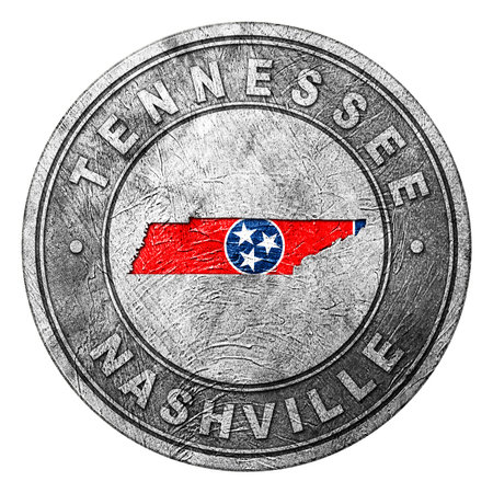 Tennessee Flag Button with Map, Coin Styleの写真素材
