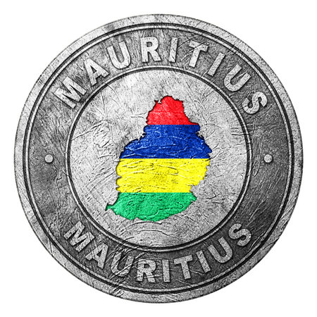 Mauritius Flag Button with Map, Coin Styleの写真素材