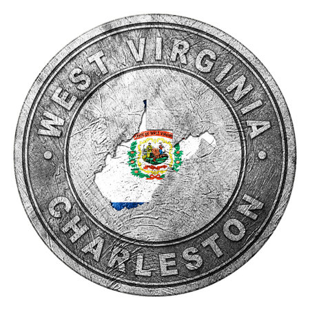 West Virginia Flag Button with Map, Coin Styleの写真素材