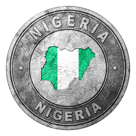 Nigeria Flag Button with Map, Coin Styleの写真素材
