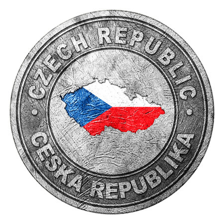 Czech Republic Flag Button with Map, Coin Styleの写真素材