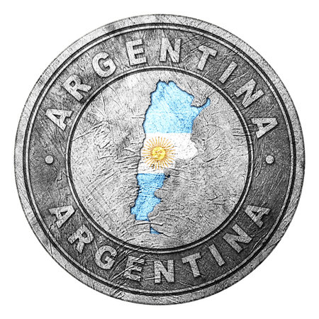 Argentina Flag Button with Map, Coin Styleの写真素材