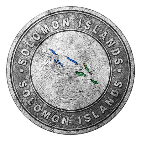 Solomon Islands Flag Button with Map, Coin Styleの写真素材