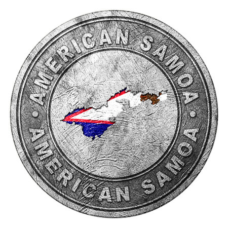 American Samoa Flag Button with Map, Coin Styleの写真素材