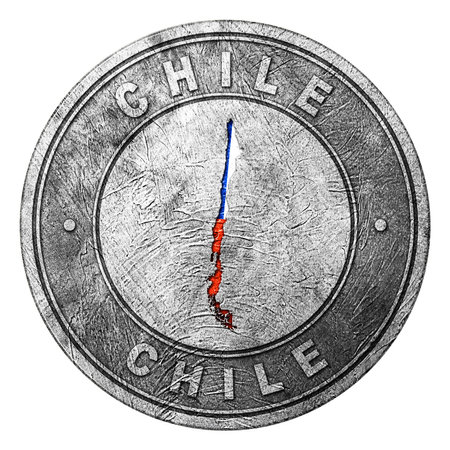 Chile Flag Button with Map, Coin Styleの写真素材