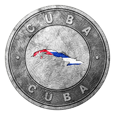 Cuba Flag Button with Map, Coin Styleの写真素材