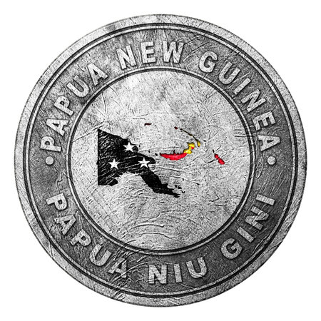 Papua New Guinea Flag Button with Map, Coin Styleの写真素材