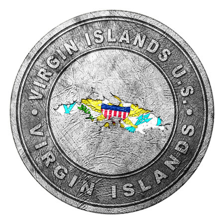 Virgin Islands US Flag Button with Map, Coin Styleの写真素材