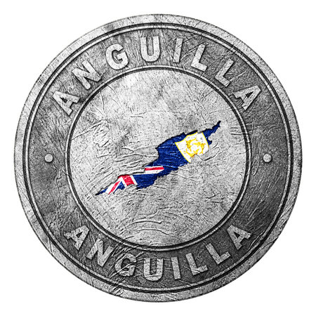 Anguilla Flag Button with Map, Coin Styleの写真素材