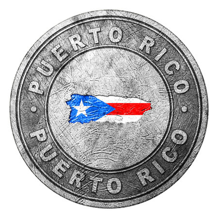 Puerto Rico Flag Button with Map, Coin Styleの写真素材