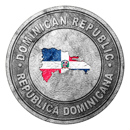 Dominican Republic Flag Button with Map, Coin Styleの写真素材