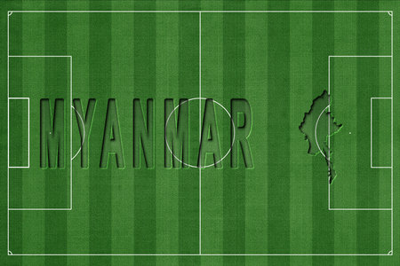 Myanmar on Soccer Field, National Team Conceptの写真素材