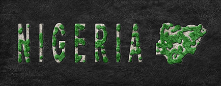 Map of Nigeria Reforestation Green Agenda, Climate Messageの写真素材